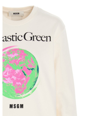 Msgm Fantastic Green Print Sweatshirt