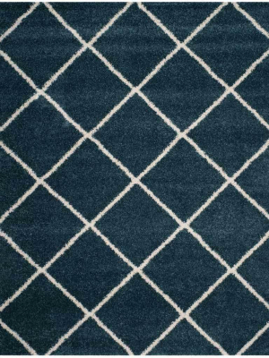 Hudson Shag Diamond Slate Blue/ivory Area Rug