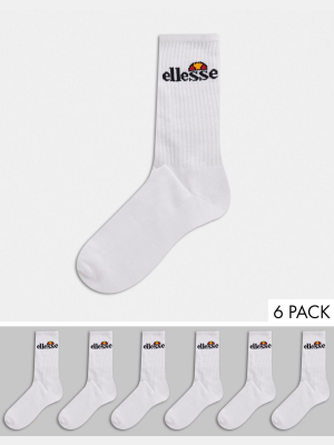 Ellesse 6 Pack Logo Sport Socks In White