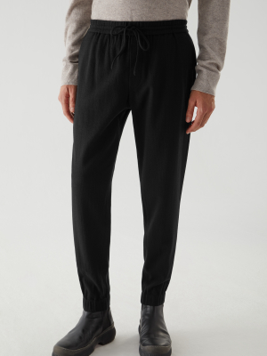 Drawstring Wool Crepe Pants