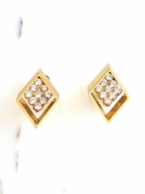 Vintage Emmons Gold Diamond Diamante Statement Earrings