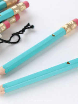 Inklings Gold Heart Mini Pencils - Teal