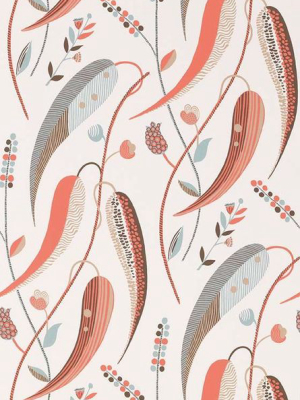 Sample Colbert Wallpaper In Coral From The Les Indiennes Collection By Nina Campbell