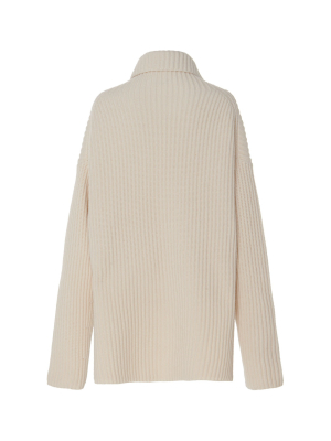 High Neck Ribbed Merino Wool Sweater