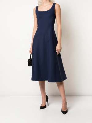 Scoop Neck Flare Dress In Bonded Neoprene