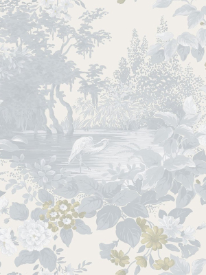 Reflective Pool Wallpaper In Frost From The Sanctuary Collection By Mayflower Wallpaper