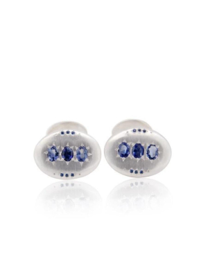 Oval Triple Sapphire Cufflinks