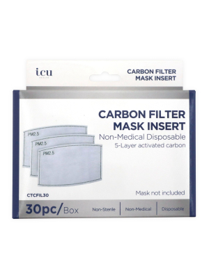 Icu Health Carbon Filter Face Mask Insert - 30ct