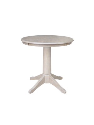 Solid Wood Round Pedestal Dining Table Weathered Gray - International Concepts