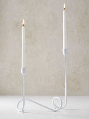 Metal Loop Candelabra - White