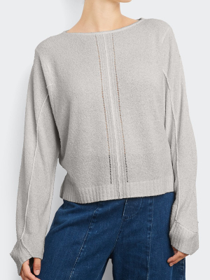 Cotton Blend Pointelle Sweatshirt