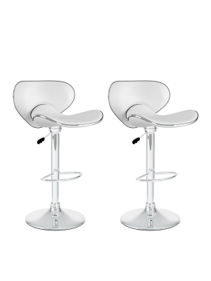 Set Of 2 Adjustable Curved Form Fitting Leatherette Barstool - Corliving