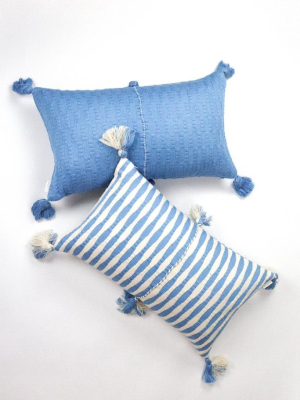 Antigua Lumbar Pillow - Sky Blue Striped