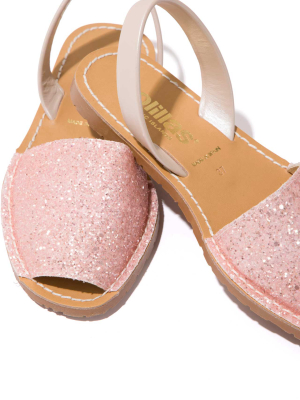 Pastel Pink Glitter Original - Metallic Glitter Leather Menorcan Sandals