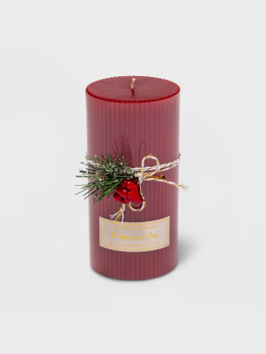 6" X 3" Ribbed Pillar Cinnamon Joy Candle - Threshold™