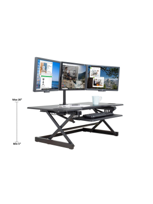 Height Adjustable Standing Desk Converter Bundle & Monitor Arm - Black - Rocelco