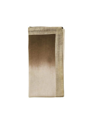 Kim Seybert Dip Dye Napkin Natural, Brown & Gold - Set Of 4