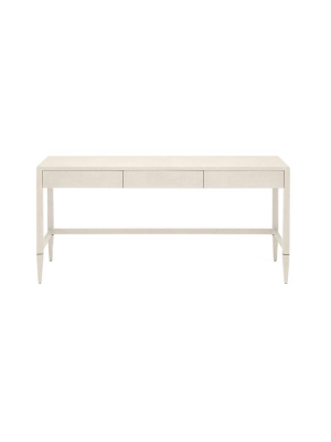 Conrad 3 Drawer Desk Off White Faux Raffia