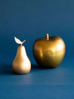 Brass Metal Apple Decorative Sculpture Table Top Decor - Foreside Home & Garden