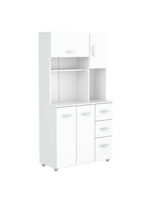 Kitchen Microwave Storage Cabinet White - Inval