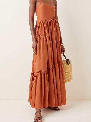 Asymmetric Cotton-silk Voile Tiered Maxi Dress