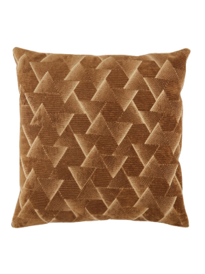 Jaipur Living Jacques Geometric Brown/ Silver Down Throw Pillow 22 Inch