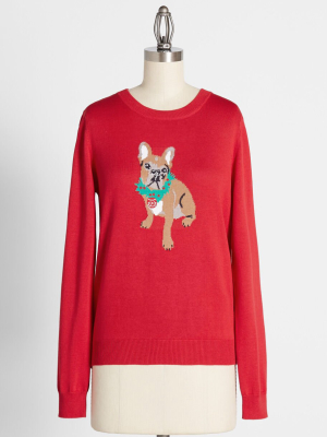 Festive Frenchie Graphic Pullover Sweater