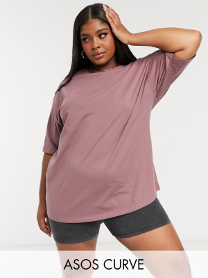 Asos Design Curve Ultimate Oversized T-shirt In Mink