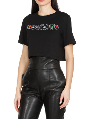 Moschino Geometric Logo Print Cropped T-shirt