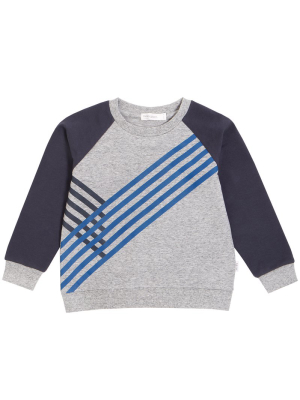 Miles Kids Track Sweater - Heather Grey/blue