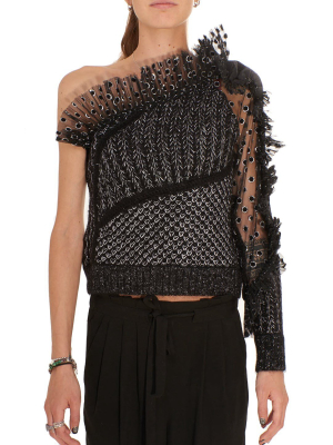 Alberta Ferretti Mesh Panelled One-shoulder Top