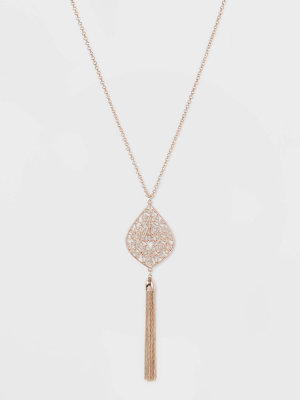 Chain Tassel Filigree Pendant Long Necklace - A New Day™ Rose Gold