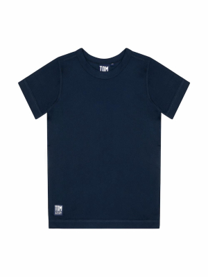 Solid Deep Blue Short Sleeve