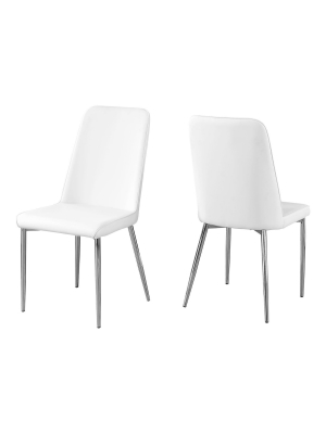 37" Dining Chair White Leather/chrome - Everyroom