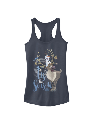 Junior's Frozen Christmas Olaf Season Racerback Tank Top