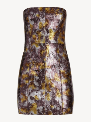 Purple, Gold, And Silver Metallic Strapless Dress