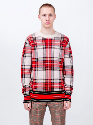 Tartan Sweater In Ecru