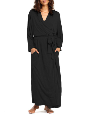 Juliette Maxi Knit Robe In Black