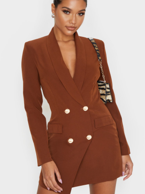 Chocolate Gold Button Blazer Dress