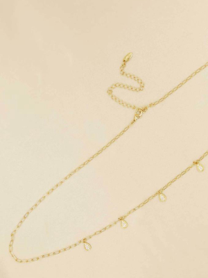 Delicate Crystal Droplet Gold Body Chain