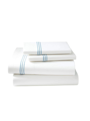 Strada Embroidered Percale Flat Sheet