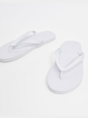 Asos Design Flip Flops In White