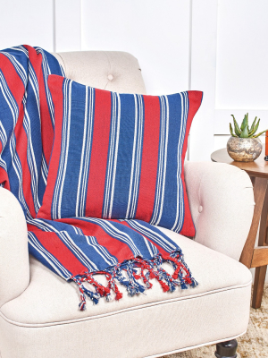 C&f Home Gideon Stripe Americana Woven Throw