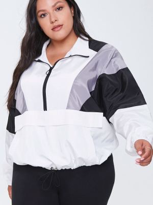 Plus Size Colorblock Anorak