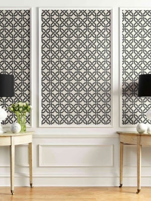 Nouveau Trellis Wallpaper In Black And White From The Nouveau Collection By Wallquest