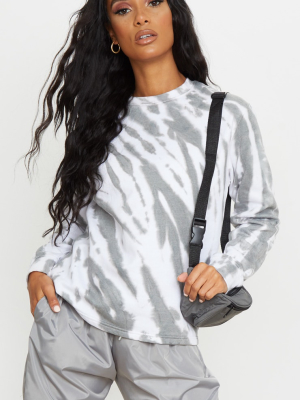 Grey Oversized Tie Dye Sweater