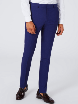 Deep Blue Textured Ultra Skinny Fit Suit Pants