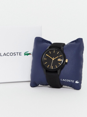 Lacoste 12.12 Silicone Watch In Black