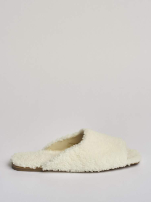 Shearling Slide In Ecru