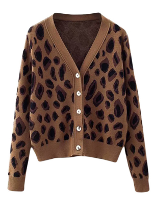 'reese' Leopard Print Button Down Cardigan
